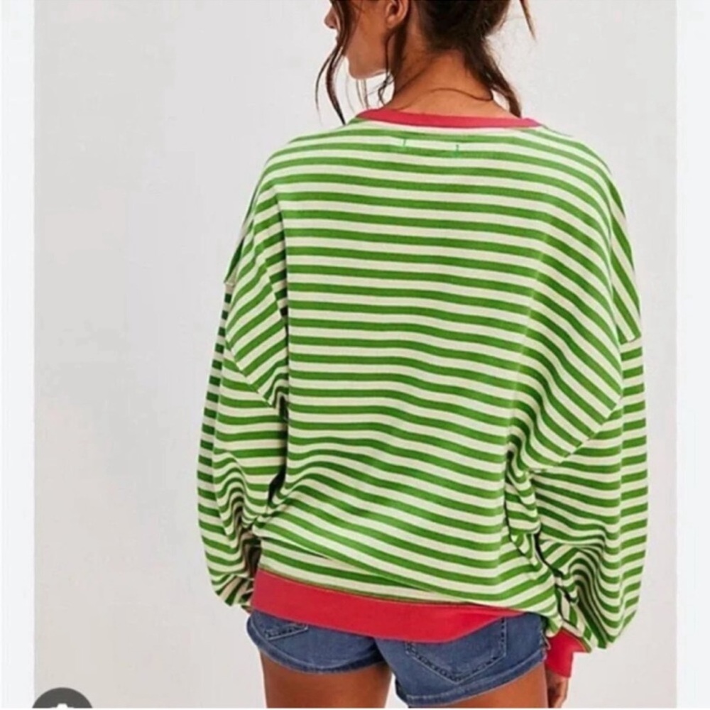 FREE PEOPLE Classic Striped Oversized Crewneck - Picture 2 of 6